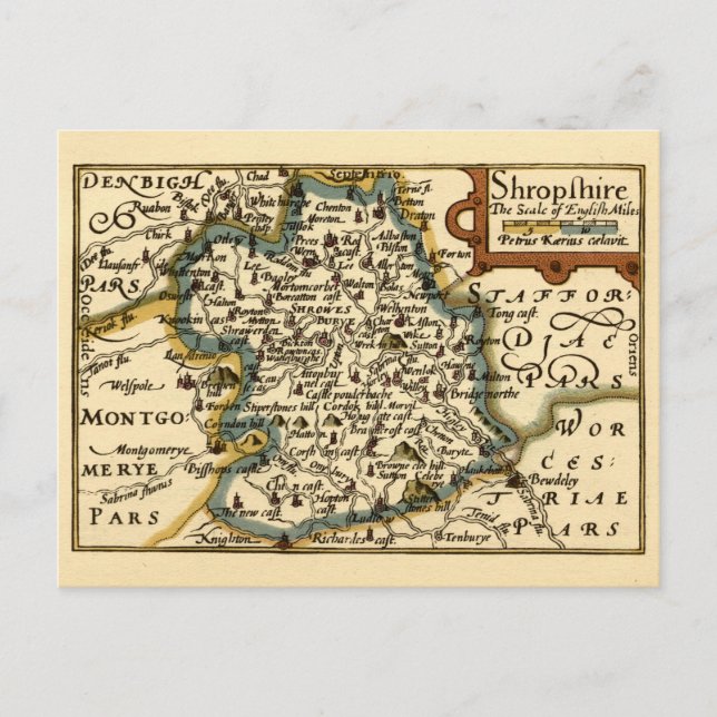 Postale Comté de Shropshire Angleterre Ancienne Carte Anti (Devant)