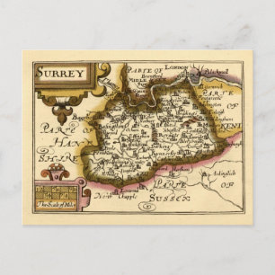 Postale Comté de Surrey Angleterre Ancienne Carte Atlas An