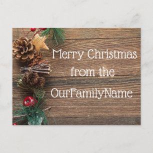 Postale Crafty Wood Grain Personnaliser de Noël Carte post