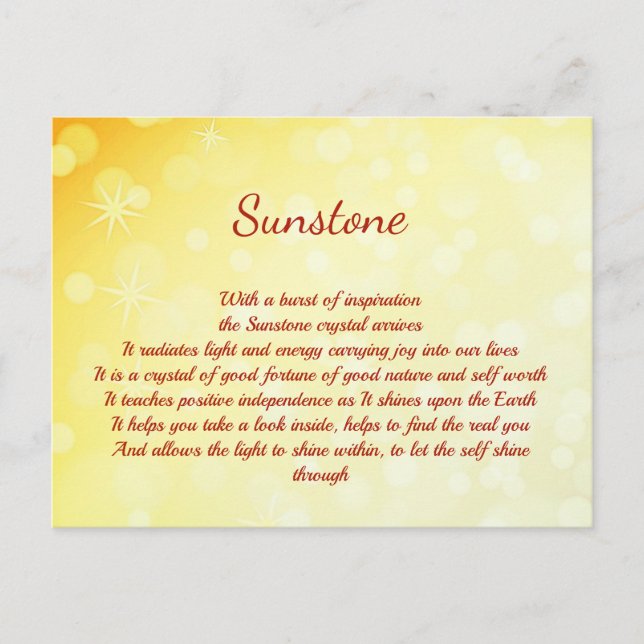 Postale Cristal de Sunstone Design de guérison Carte posta (Devant)