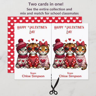 Postale Cute Tiger Cubs Carte de classe Valentine pour enf