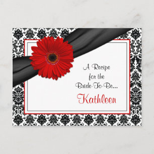 Postale Damask Red Gerber Daisy Recette Carte pour la mari