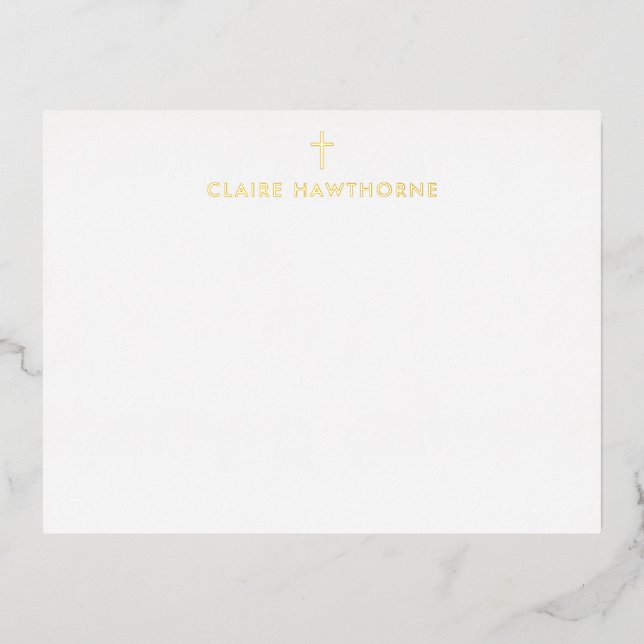 Postale De Vacances En Aluminium Carte Gold Cross Foil Note (Recto)