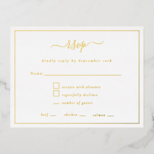 Postale De Vacances En Aluminium Élégant Script Frontale Carte RSVP Luxe Foil