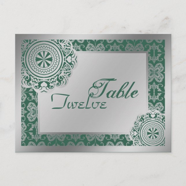 Postale Dentelle d'argent Arabesque, table paramètre carte (Devant)