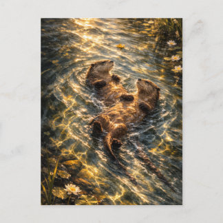 Postale Dérive ensemble | Art de loutre de rivière | Carte