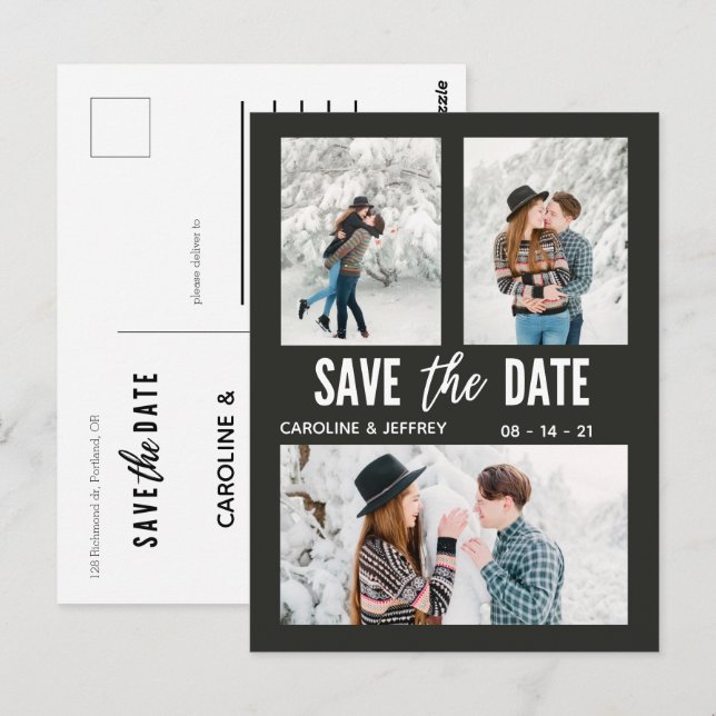 Postale design moderne multi photo enregistrer la carte po (Devant / Derrière)