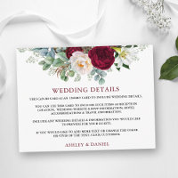 Détails de mariage Carte d'insertion florale de Bo