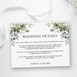 Postale Détails du mariage Carte d'insertion d'aquarelle v