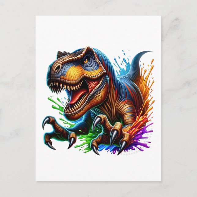 Postale Dinosaure à grains ronds, Carte T-Rex Dino amusant (Devant)