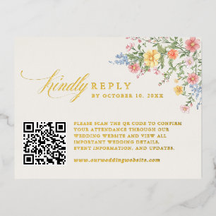 Postale D'invitation À Feuilles D'aluminium Carte de réponse de mariage de jardin ornemental p