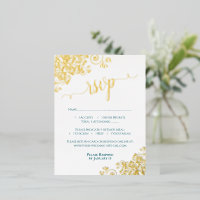 Carte de réponse de mariage élégante avec feuille
