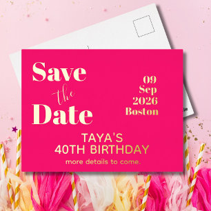 Postale D'invitation À Feuilles D'aluminium Carte de sauvegarde d'anniversaire en or rose  