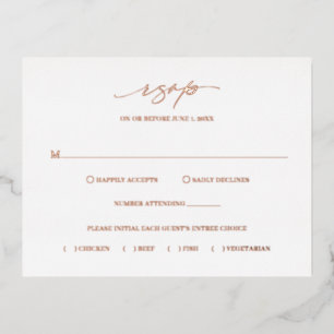 Postale D'invitation À Feuilles D'aluminium Carte RSVP classique élégante mariage