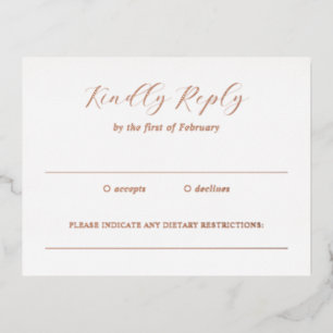 Postale D'invitation À Feuilles D'aluminium Carte RSVP traditionnelle élégante de mariage