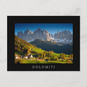 Postale Dolomites village à l'automne noir Dolomiti carte 