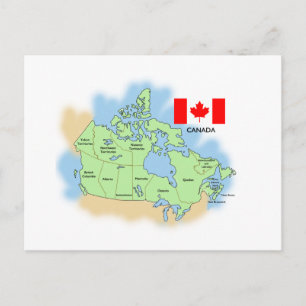 Postale Drapeau et carte du Canada