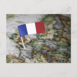 Postale drapeau français sur la carte