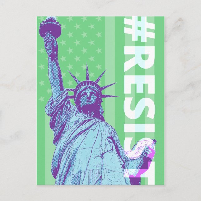 Postale Drapeau Statue De La Liberté Résiste Art Carte Pos (Devant)
