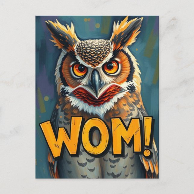 Postale Drôle de Hibou grand-duc WHOM Grammaticalité Carte (Devant)