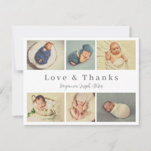 Postale écriture bébé carte de remerciements, amour et mer