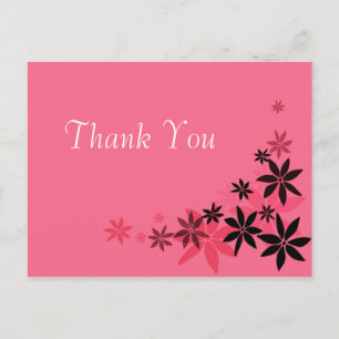 Postale Elégant mariage rose floral merci carte postale.