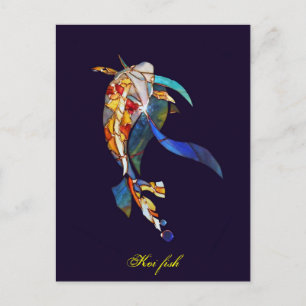 Postale Elégant verre Koi Poisson Art moderne carte postal