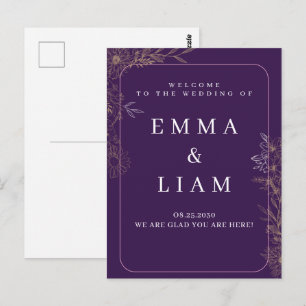 Postale Élégante carte de bienvenue de mariage florale vio