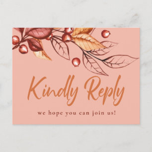 Postale Élégante carte de réponse de mariage en terre cuit