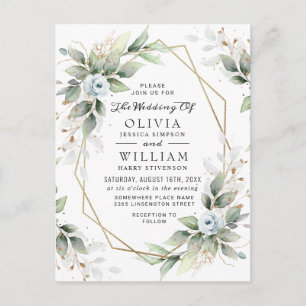 Postale Elégante carte Faire-part de mariage florale Dusty