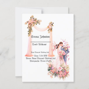 Postale Elégante carte Faire-part de mariage florale - Rom