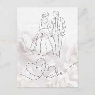 Postale Élégante carte Mariage blanc minimaliste