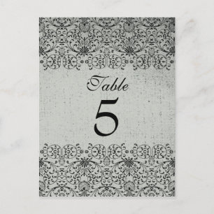 Postale Elégante carte mariage damassé en argent noir
