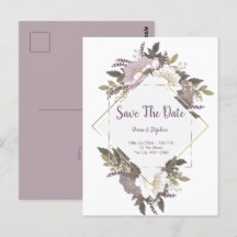 Élégante fleur Lilac enregistrer la date carte pos