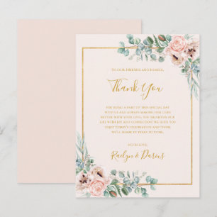 Postale Élégante Florale   Carte de Remerciement de Récept