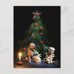 Postale Elfes de maïs avec arbre de Noël - Carte de Noël