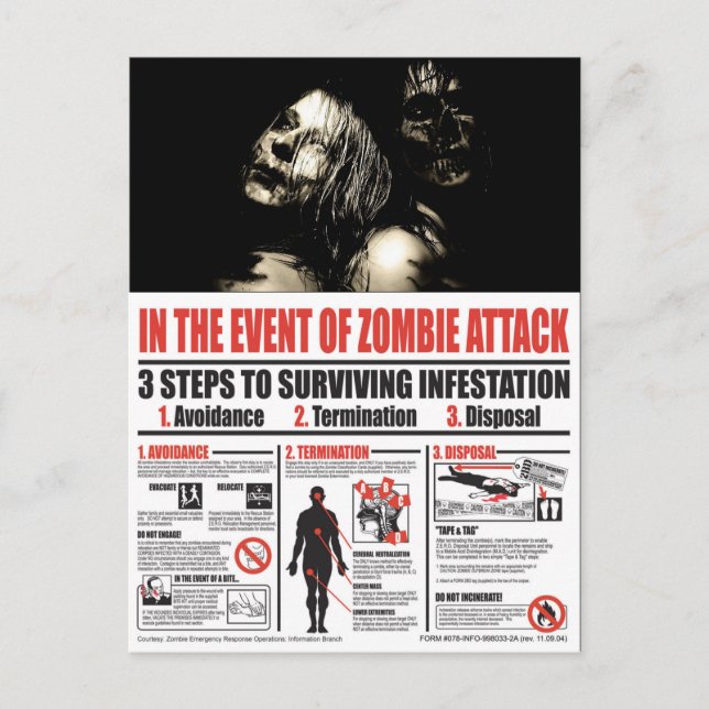 Postale En cas d'attaque de Zombie carte POST (Devant)