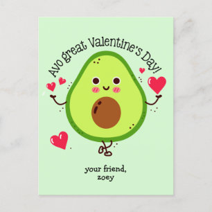Postale Enfants Avocado Valentine's Day Taille de carte po