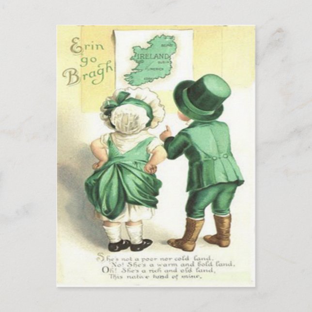 Postale Enfants Carte Irlandaise Erin Go Bragh (Devant)