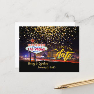 Postale Enregistrer la date personnalisée Las Vegas carte
