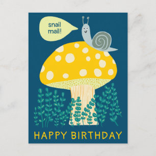 Postale Escargot Fantaisiste sur Champignon Magique CARTE 