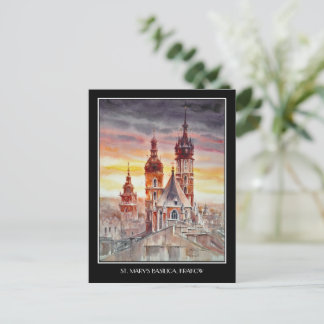 Postale EVE Peint Cracovie, Pologne Carte de la vieille vi
