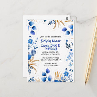 Postale Faire carte d'invitation florale bébé bleu et arge