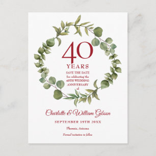 Postale Faire-part 40e anniversaire de mariage carte de sauvegarde de
