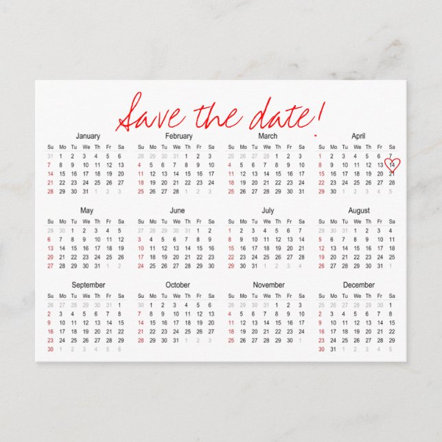Postale Faire-part Année civile 2018 Enregistrer la date Carte postal (Devant)