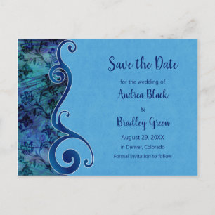 Postale Faire-part Aqua Puau Shell Wedding Enregistrer la date Carte
