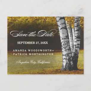 Postale Faire-part Arbre de bouleau automnal rustique Campagne Carte 