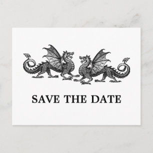 Postale Faire-part Argent Elegant Dragons Enregistrer la date carte p