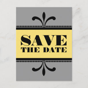 Postale Faire-part Art déco gris/jaune Enregistrer la date Carte post