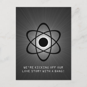 Postale Faire-part Atomic Enregistrer la date carte postale, Gris